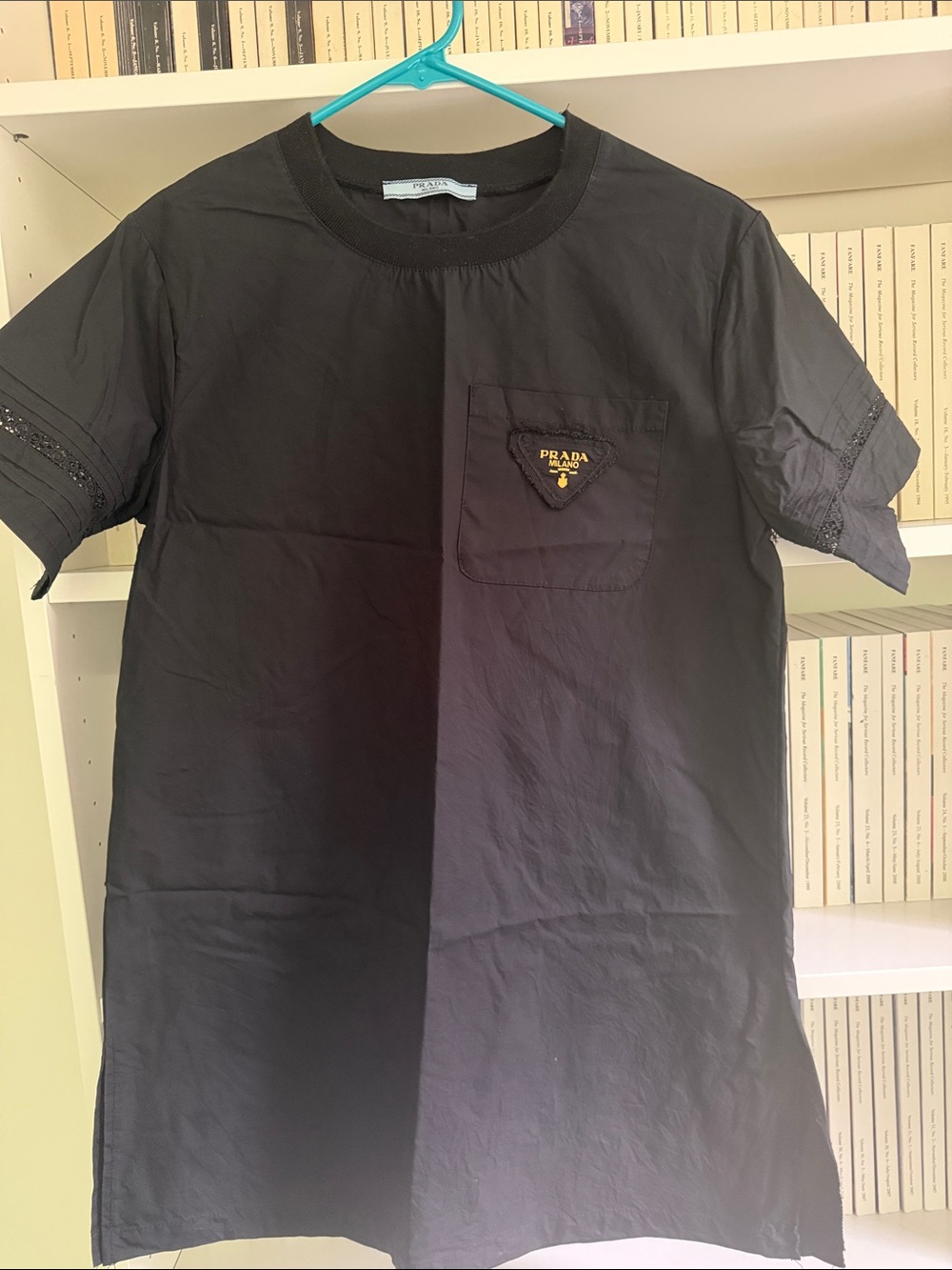 Prada Black Short-Sleeve Pocket T-Shirt with Logo Patch